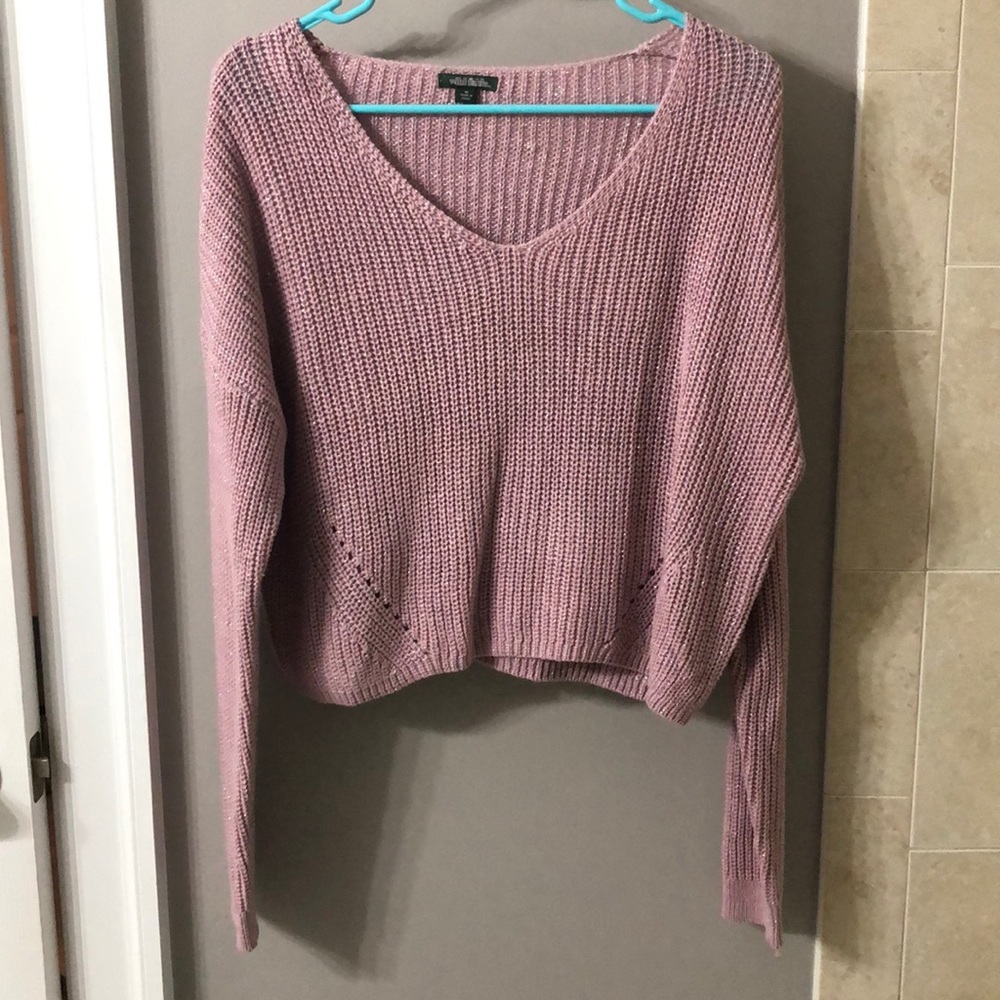 Cropped Shimmer Pink Sweater